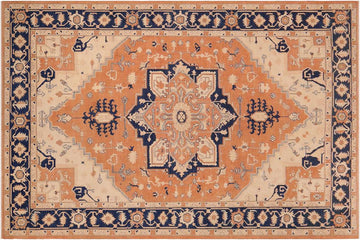 handmade Geometric Heriz Orange Blue Hand Knotted RECTANGLE 100% WOOL area rug 10 x 14